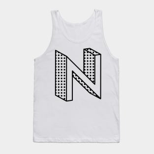 3D Ben Day Dot Isometric Letter N Tank Top